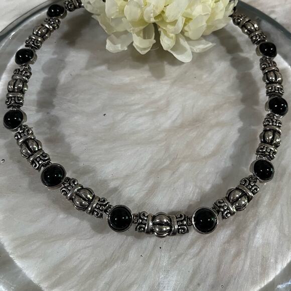 NEW Sundance Vintage Mexican Sterling Silver Glass Chunky Link Clasp Necklace 18 - Picture 7 of 14